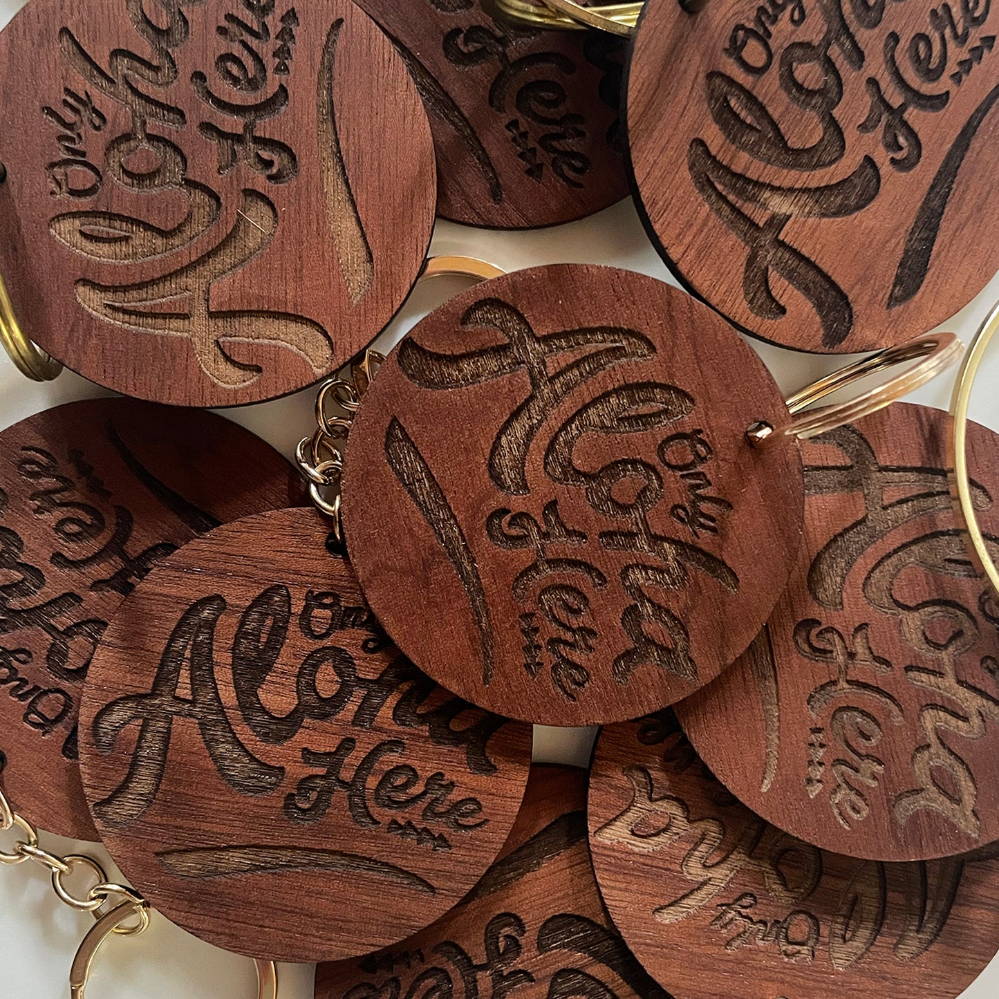 KEYCHAINS - Only Aloha Here / Wood