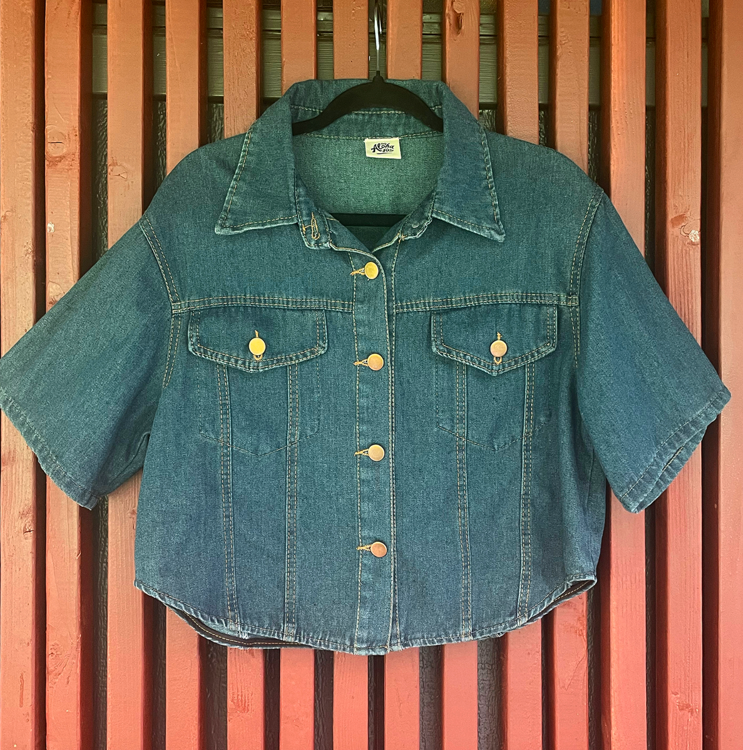 BUTTON UP - Only Aloha Here Jeans Crop Top